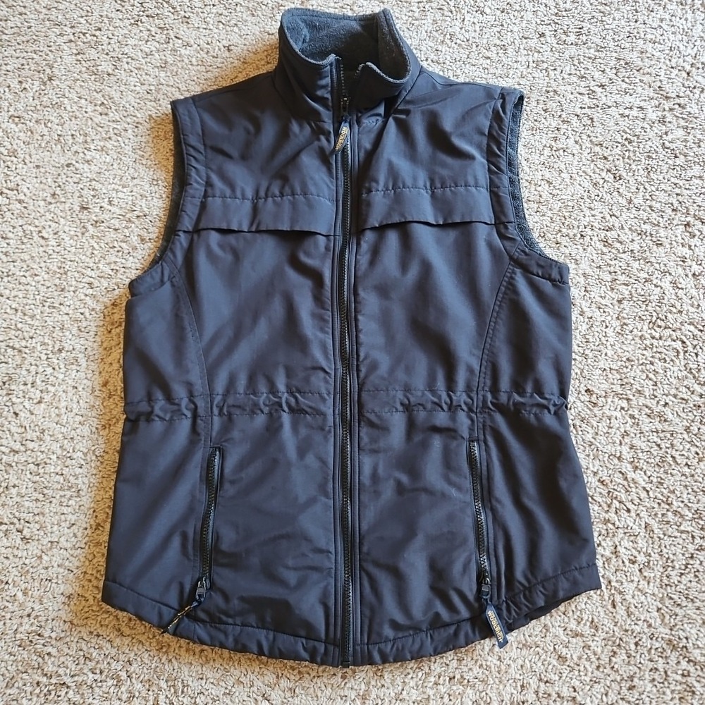 Woolrich Vest Women's Small Black Nylon Zip Pockets Goth Club Grunge Basic